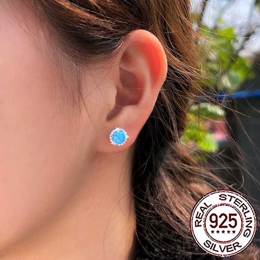 CWWZircons Ohrstecker, 925 Silber, Zirkonia, blauer mystischer Opal, Damen - Bild 2