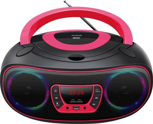 Denver TCL-212BT Boombox CD-Radio mit Bluetooth, USB, UKW und LED-Stimmungslicht in Pink - Bild 1
