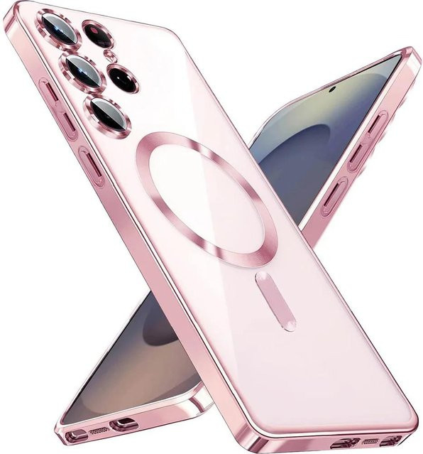Magnetische Silikonhülle für Samsung Galaxy S26 S25 S24 S23 S22 S21 Ultra Plus FE in Transparent oder Pink - Bild 1
