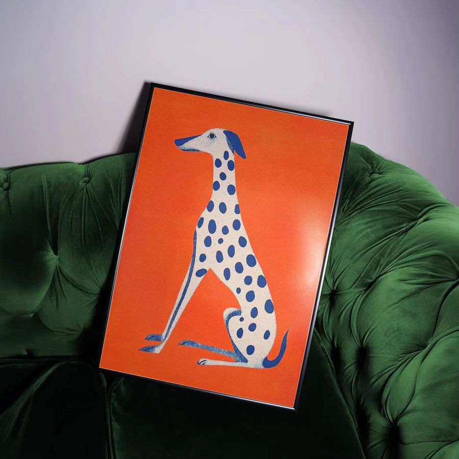 Abstrakter Dalmatiner Wandkunstdruck von SHENCHEN in Orange, moderne Mid-Century Tierillustration als digitales Kunstwerk - Bild 4