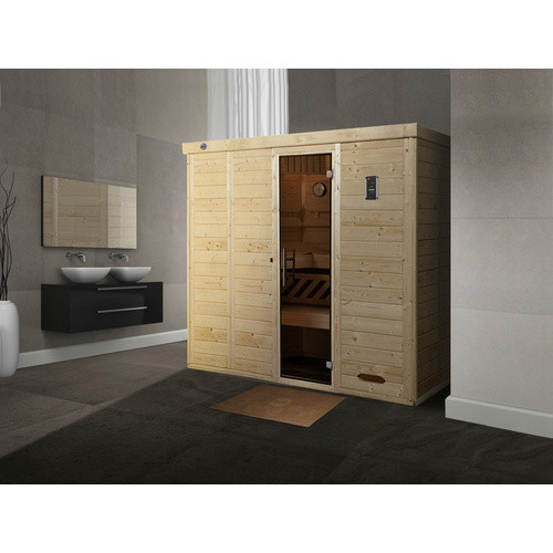 Weka Massivholzelementsauna Kemi 5 in Braun mit 5 Glastüren, H x B x T: 193 x 245 x 200 cm - Bild 3