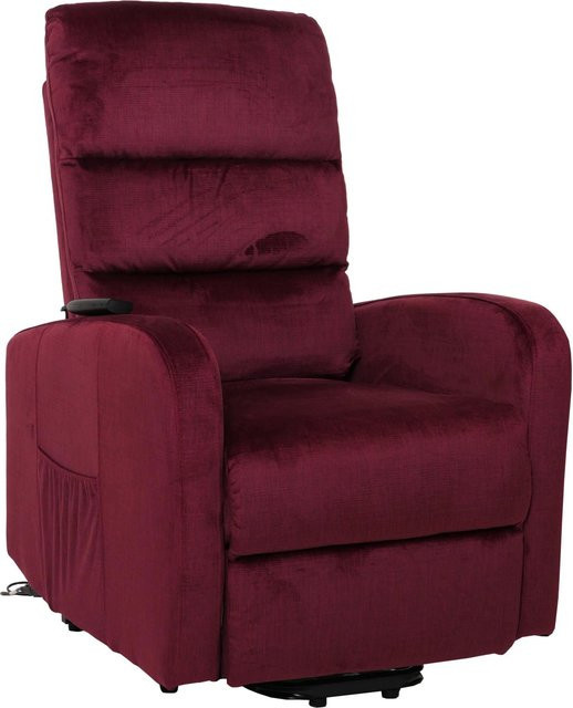 MCW Fernsehsessel K62 mit elektrischer Liegefunktion und Aufstehhilfe in Bordeaux aus Chenille mit Metallgestell - Bild 1