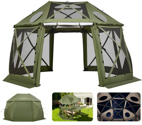 VEVOR Pop-up Partyzelt Grün, 13-seitiges kugelförmiges Campingzelt mit abnehmbarem Dach und Tragetasche, B/T: 3,96 x 3,96 m - Bild 1