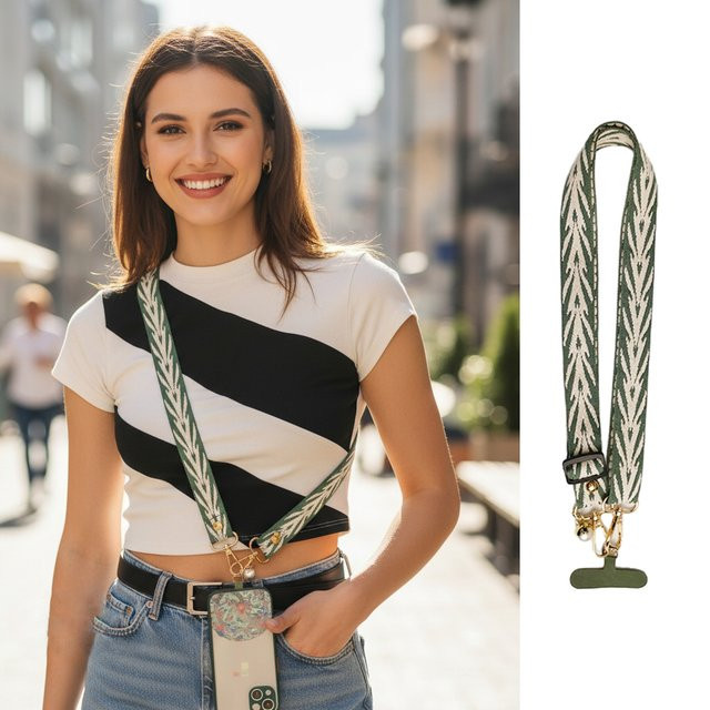 Handy-Umhängeband mit Zebramuster und Perlenanhänger, verstellbarer Halsriemen in Multicolour und Blau, abnehmbares Anti-Verlust-Handy-Hängeband für Damen und Herren - Bild 1