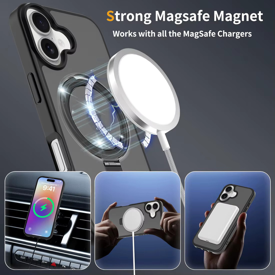 Kumonkey Handyhülle für iPhone 17 mit Ständer, MagSafe kompatibel, stoßfest und mattiert, Farbe: Transparent/Lila - Bild 5