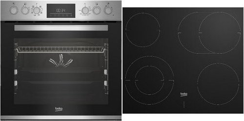 Beko Herdset BBUM12328X in Edelstahl und Schwarz mit Glaskeramikkochfeld und Einbaubackofen - Bild 1