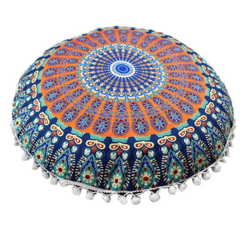 Runder Kissenbezug mit Mandala-Muster von Yiran Furniture in Multicolour, Durchmesser: 43 cm - Bild 1
