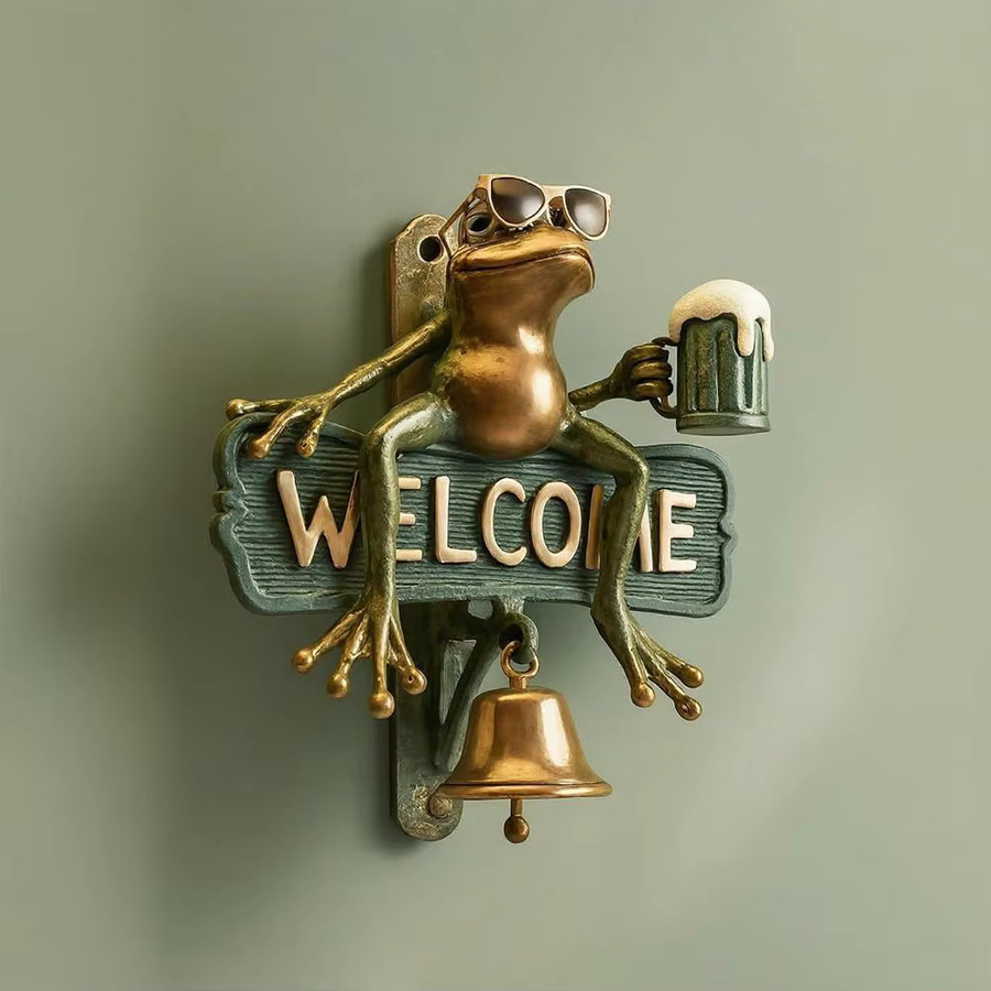 Chill Frog Windspiel Willkommen Türklingel mit Frosch als hängende Dekoration aus Harz in Mehrfarbig - Bild 2