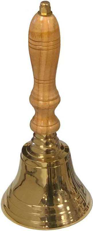Handglocke aus Messing in Gold mit Holzgriff für Weihnachten und Hochzeiten, Höhe: 23 cm - Bild 1