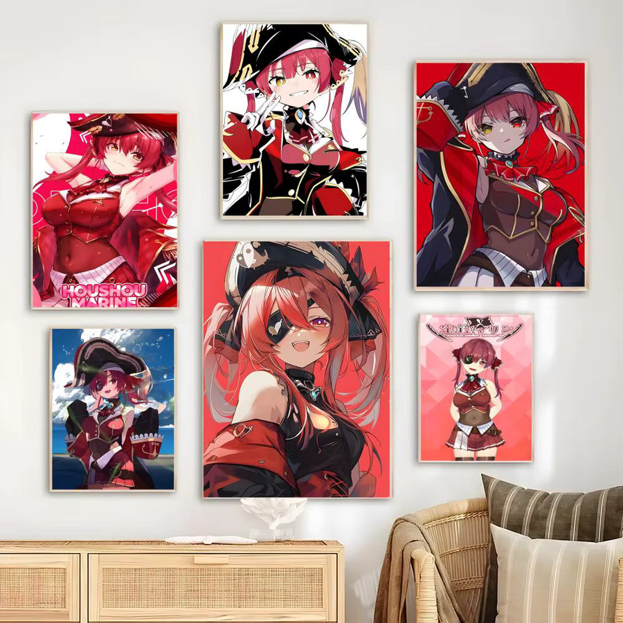 Hololive Vtube Houshou Marine Selbstklebendes Wandposter Schwarz B: 20,0 cm, H: 15,0 cm - Bild 2