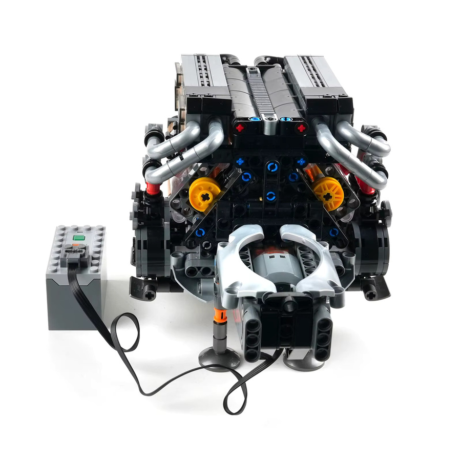 Wishiot Modellbausteine W16 Motor Simulation Skala Auto mit Motorantrieb MOC Ziegel Set - Bild 2