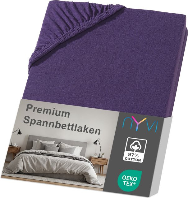 NYVI DreamScience Premium Spannbettlaken aus Baumwolle, Farbe: Aubergine, B/T: 180 x 200 cm, Höhe: 40 cm - Bild 1