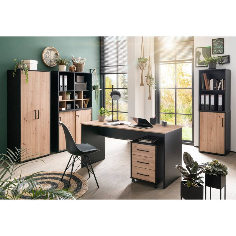 Schildmeyer Aktenschrank Aino Midischrank in Schwarzmatt und Artisan Eiche, B/H/T: 51 x 83,6 x 41 cm - Bild 5
