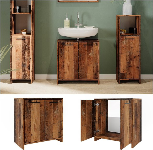 Vicco Waschtischunterschrank Kiko Old Style in Eiche, B/T/H: 58 x 60 x 60 cm - Bild 1