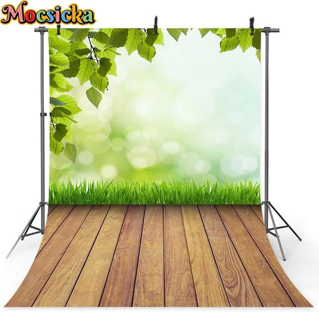 Mocsicka Fotohintergrund Ostern Frühling mit Bokeh-Effekt und Holzoptik für Neugeborenen- und Babyfotografie - Bild 1