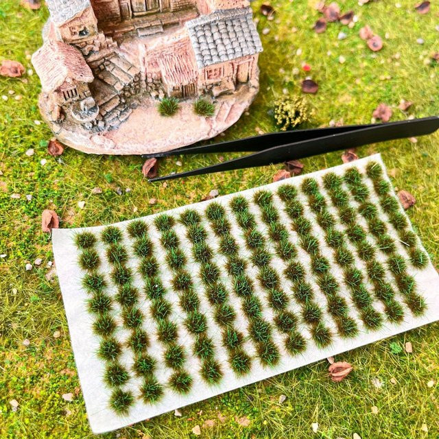 TERAYSUN Statische Gras büschige Büschel Lowland Sträucher, 60-teiliges Set, Grün - Bild 1
