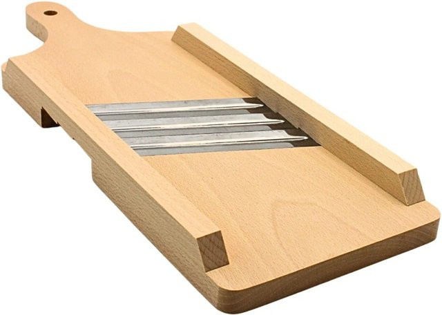 Dekohelden24 Holzbrett Gurkenhobel und Krautschneider in Natur, B: 42 cm, T: 15 cm, H: 3 cm - Bild 1