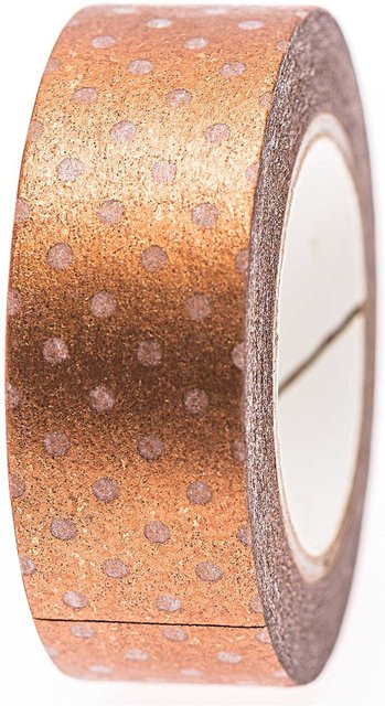Rico Design Washi Tape mit weißen und kupferfarbenen Punkten, Breite: 1,5 cm, Länge: 10 m - Bild 1
