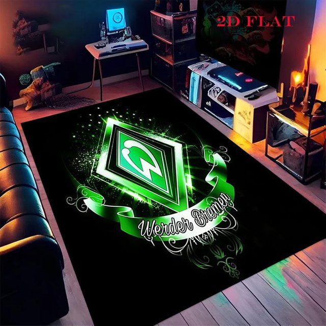 Werder Bremen Poster Teppich, Rutschfeste Bodenmatte für Wohnzimmer und Schlafzimmer, Grün, B/T: 150 x 100 cm - Bild 1