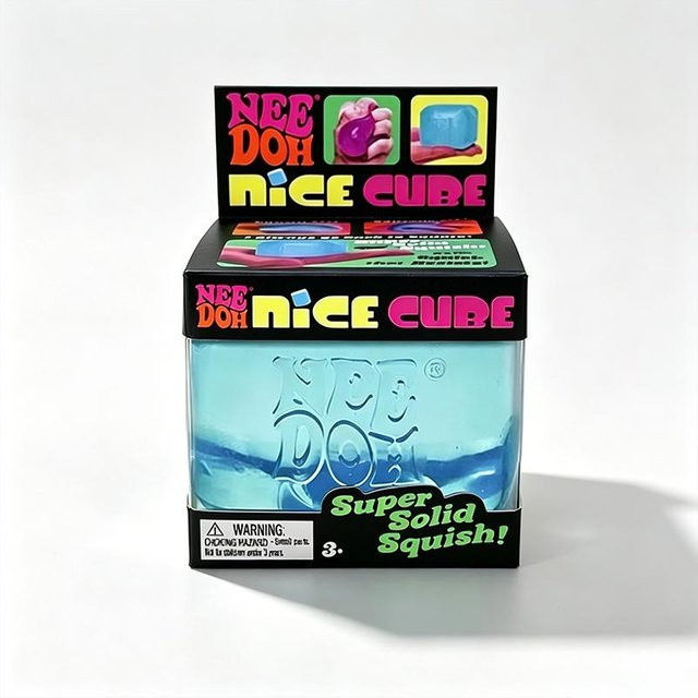 NeeDoh Nice Cube Quetschspielzeug, Transparentes Slow-Rebound Fidget Spielzeug, blau - Bild 1