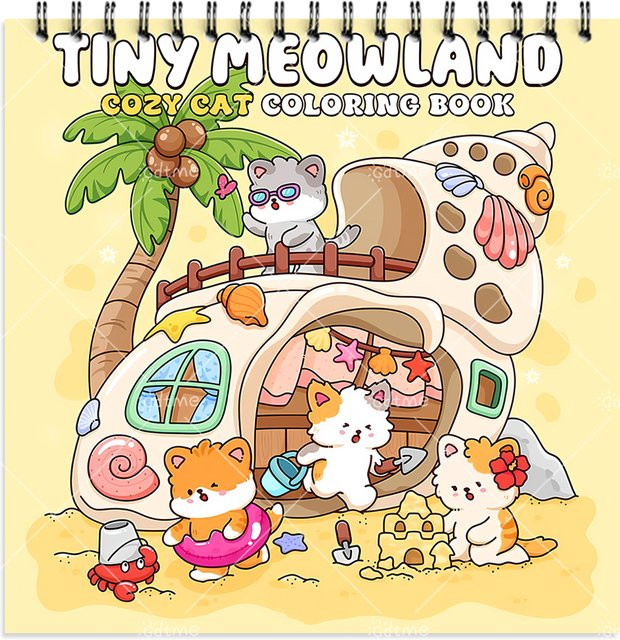 Tiny Meowland Gemütliches Katzen-Malbuch für Erwachsene, spiralgebunden - Bild 1