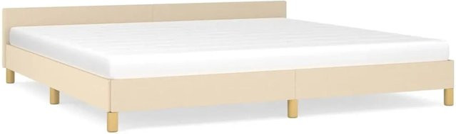 vidaXL Bettgestell mit Kopfteil in Beige aus Stoff und Holz, B/T/H: 200 x 200 x 203 cm - Bild 1