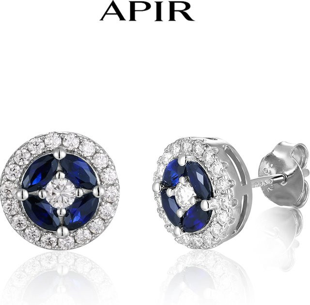 APIR Ohrstecker 925 Sterlingsilber, Blauer Saphir-Moissanit, Marquise, Unisex - Bild 1