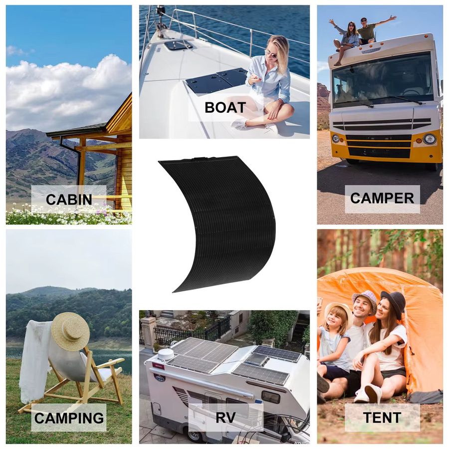 BOGUANG Flexibles Monokristallines Solarpanel in Schwarz für Camping, Haus und Wohnmobil, Wasserdichtes Solarmodul für 12V und 24V Systeme - Bild 5