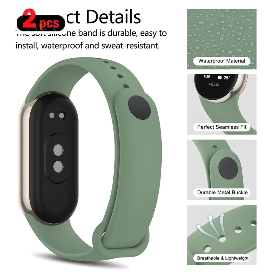 Uhrenarmband Silikon, Xiaomi Mi Band 8–9, 2 Stück - Bild 1