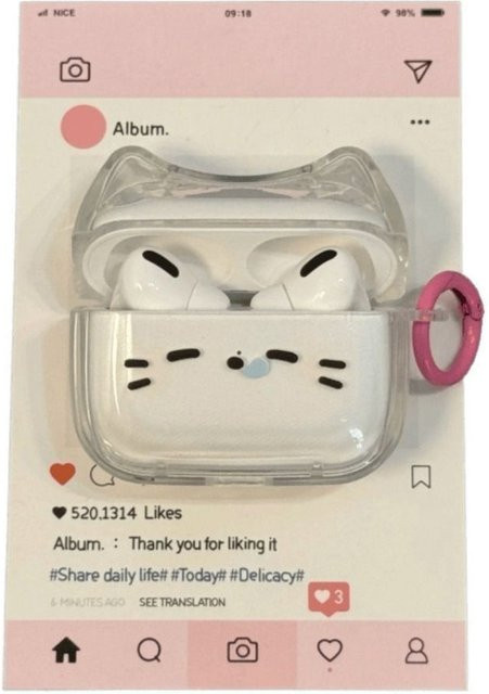 Anti-Fall Sleepy Cat Kopfhörerhülle für Apple AirPods 4, 3, 2, 1 und Pro/Pro 2, transparent, staubdicht und stoßfest - Bild 1