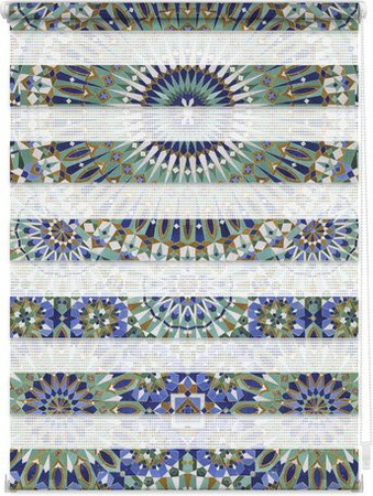 Lichtblick Duo-Rollo Klemmfix mit orientalischem Muster in Blau Grün, B: 70 cm, H: 150 cm