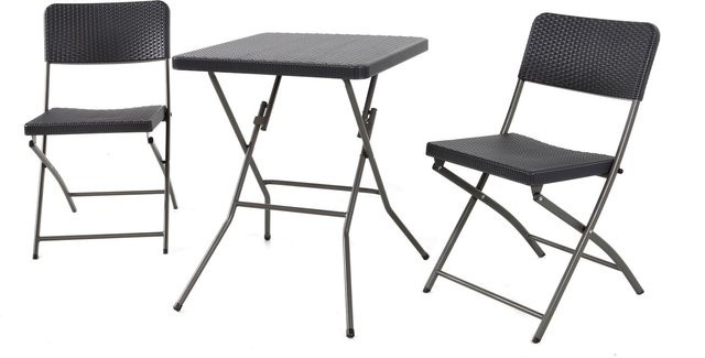 Linder Exclusiv Bistroset 3-teilig in Anthrazit aus HDPE-Kunststoff mit Rattan-Optik - Bild 1