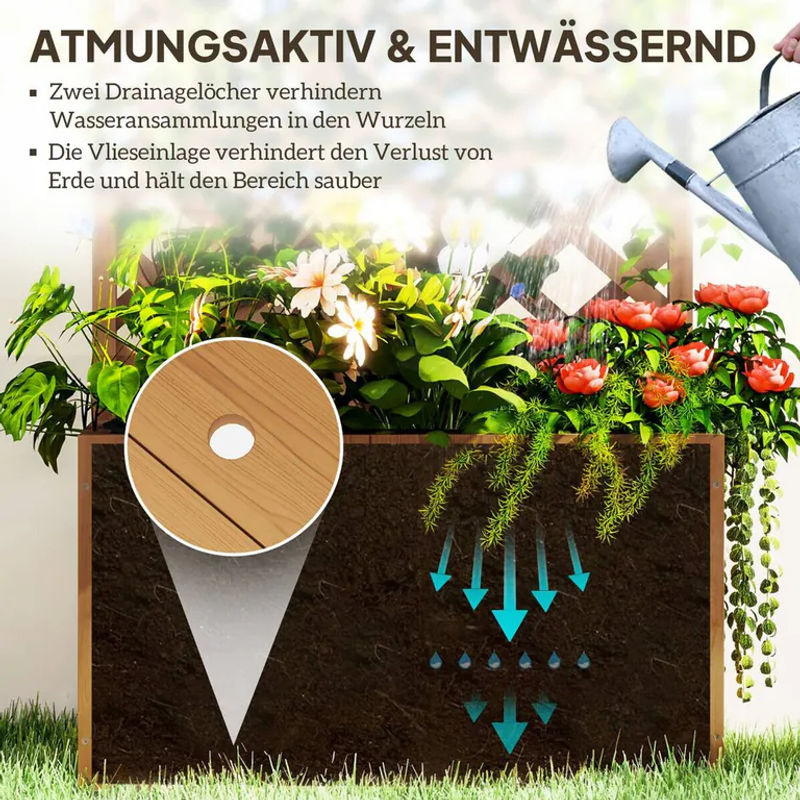 Outsunny Hochbeet in Holzoptik braun, B/H/L: 33 x 122 x 64 cm - Bild 3