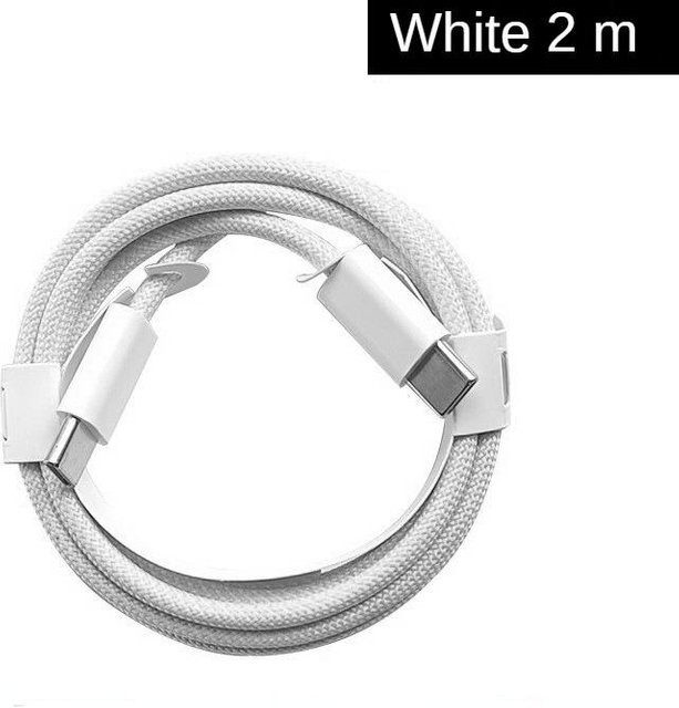 L.RIDING PULO PD60W USB-C Schnelllade-Datenkabel für iPhone 15, geflochtenes Typ-C-Kabel, Weiß, Länge: 2 m - Bild 1