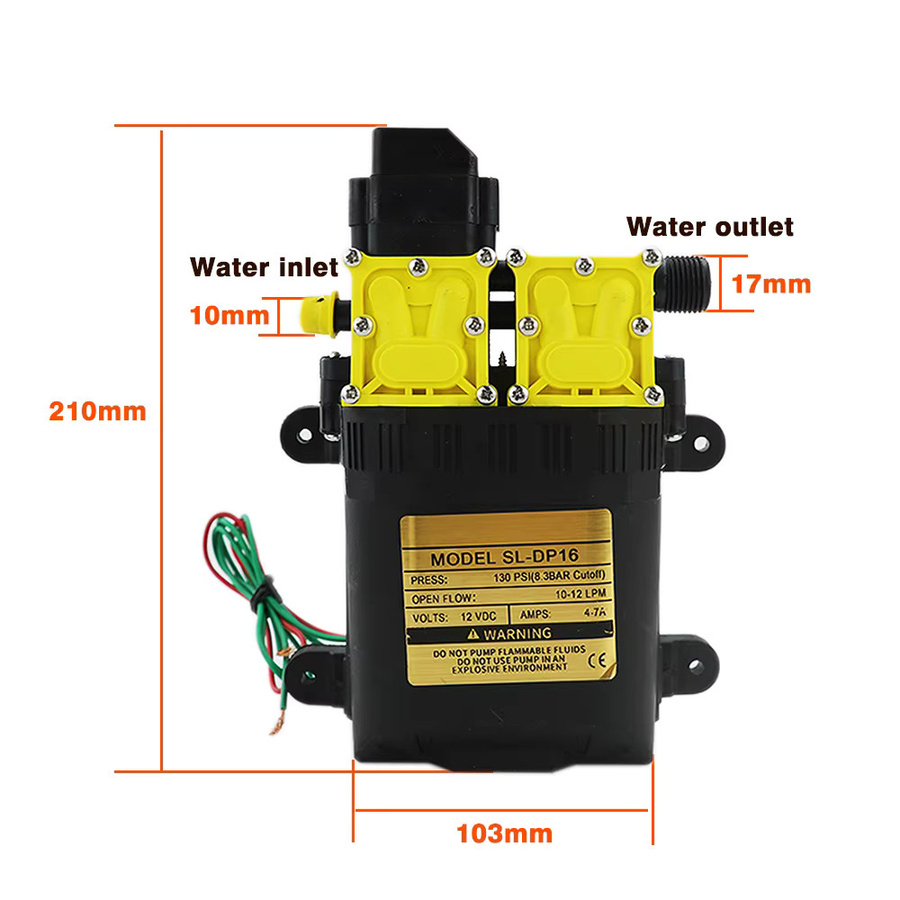 AICANTEK 12V DC Hochdruck Elektrische Wasserpumpe mit Dual-Core Power für Landwirtschaft und Auto, 10L/min, 7A - Bild 2