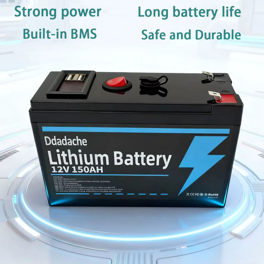 12V 150Ah LiFePO4 Lithium-Batterie mit USB-Anschluss und BMS, schwarze Deep-Cycle-Solarbatterie für Marine, Camping und netzunabhängige Stromversorgung - Bild 3