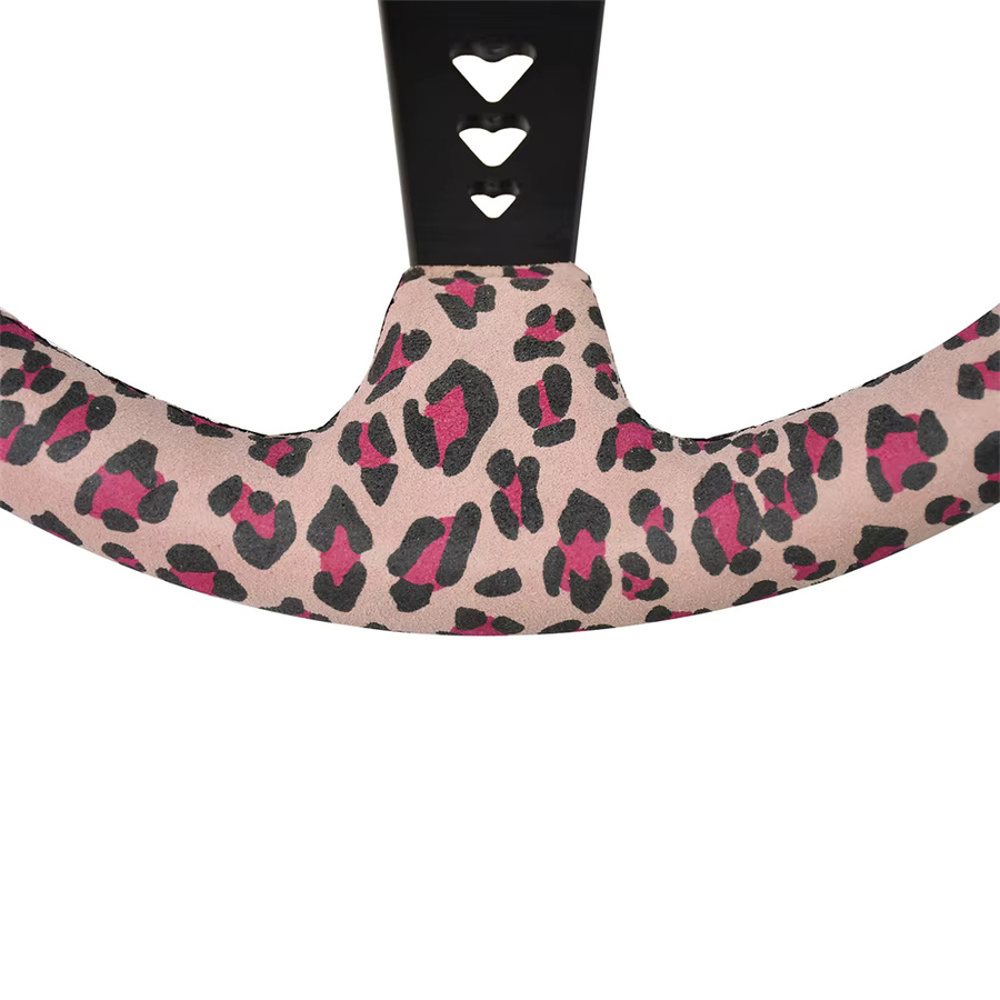TIYPEOR Sportlenkrad mit Herz-Rosa Leopardenmuster und Herz-Ausschnitt, 6-Loch-Design, Durchmesser: 350 mm - Bild 5