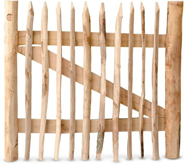 Stiltreu Genageltes Staketenzaun-Tor aus Edelkastanie in Braun, Breite: 100 cm, Höhe: 90 cm - Bild 1