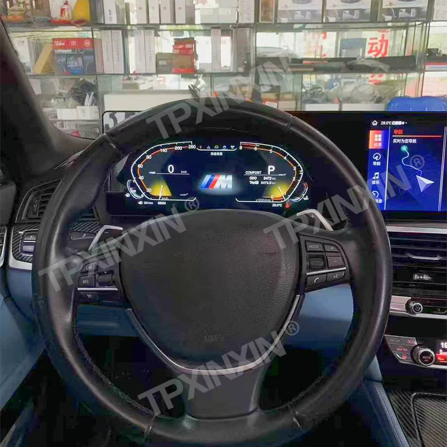 TPXINXIN Dual Screen Android Carplay Auto Radio mit GPS Navigation für BMW 5 Serie 2011 bis 2017 in Schwarz - Bild 2