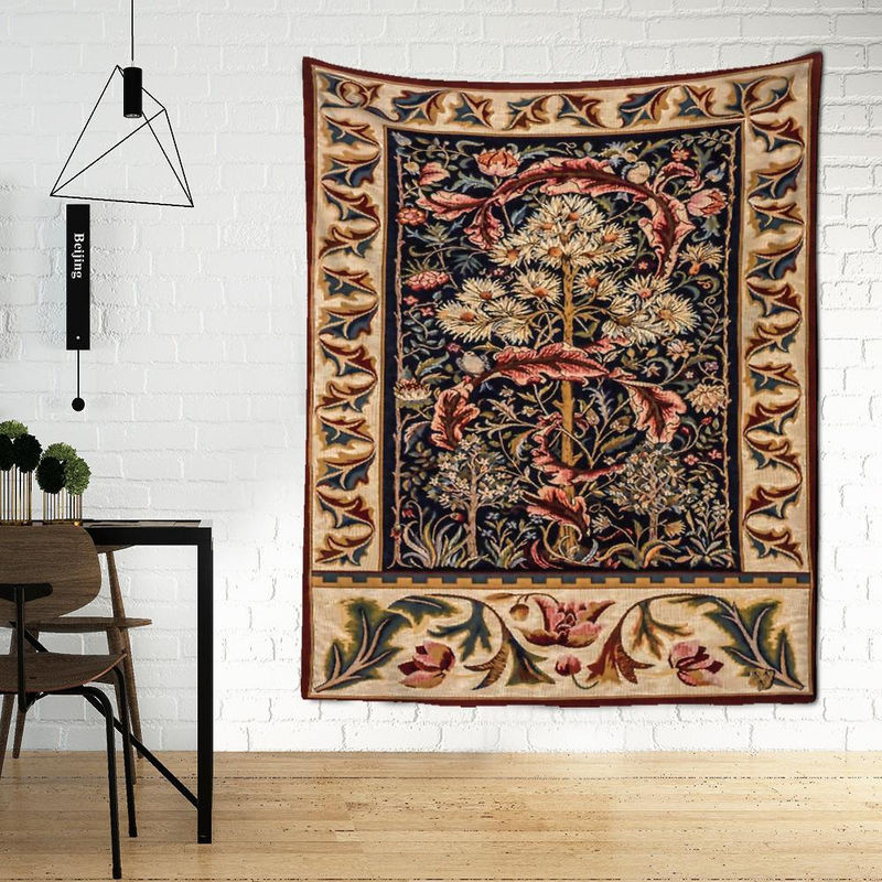 Binchi Outdoor Equipment Wandteppich mit Blumen und Blättern in Bohemian Stil, abstrakte florale Kunst, mehrfarbig, B: 95 cm, H: 70 cm - Bild 4