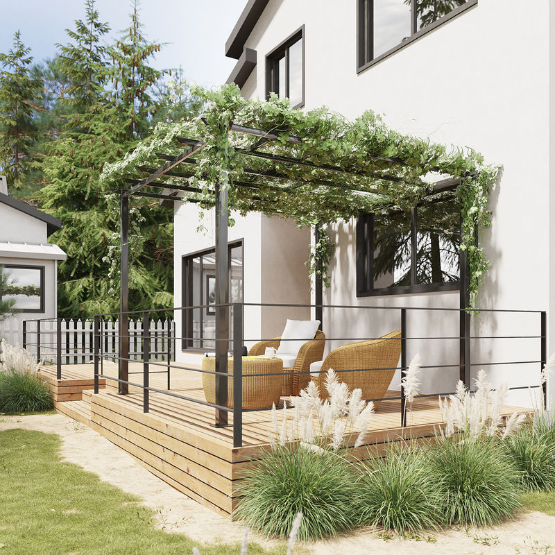 Outsunny Rosenpavillon als stabiler Pflanzbogen und Rankhilfe aus Metall in Schwarz, B/T/H: 2,97 x 2,95 x 2,30 m - Bild 2