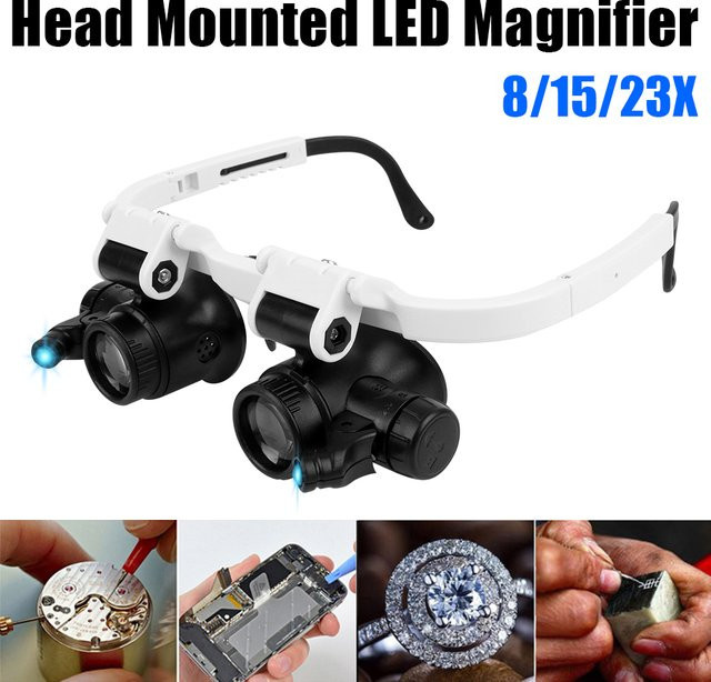 NICEYARD Lupe Kopfmontage, Dual-Linse, mit LED-Leuchten, weiß - Bild 1