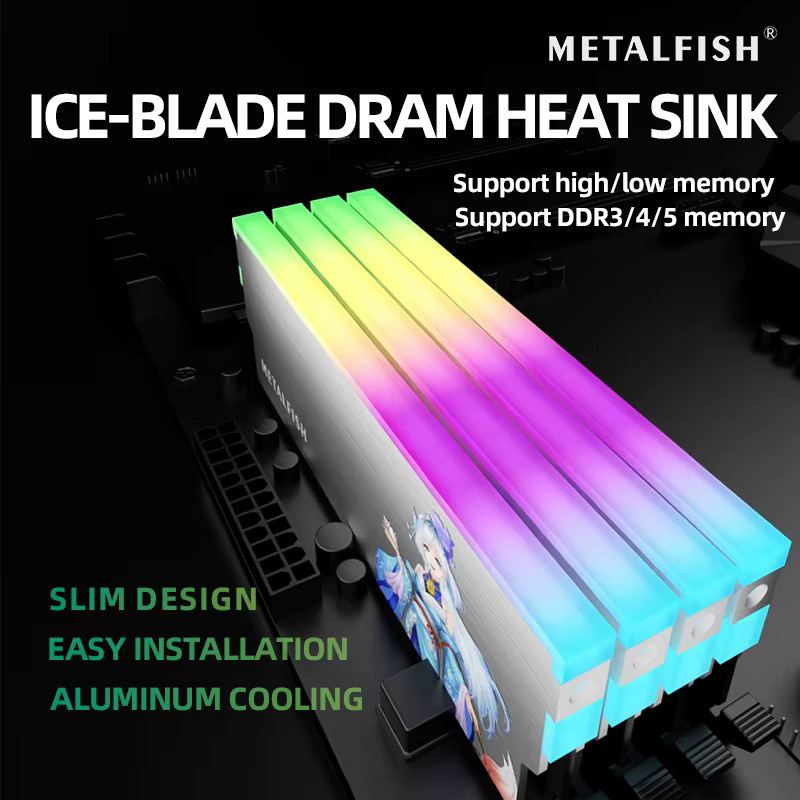 METALFISH DRAM Kühlkörper ARGB 5V-3PIN für DDR3 DDR4 DDR5 Speichermodule in Weiß - Bild 2
