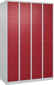 C+P Schließfachschrank Classic PLUS mit 4 Abteilen in Lichtgrau und Rubinrot, B/T/H: 120 x 50 x 185 cm - Bild 1
