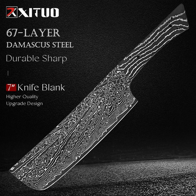 Xituo Damaskus-Stahl Nakiri-Messer aus rostfreiem Stahl mit Full Tang für DIY-Messerherstellung - Bild 1