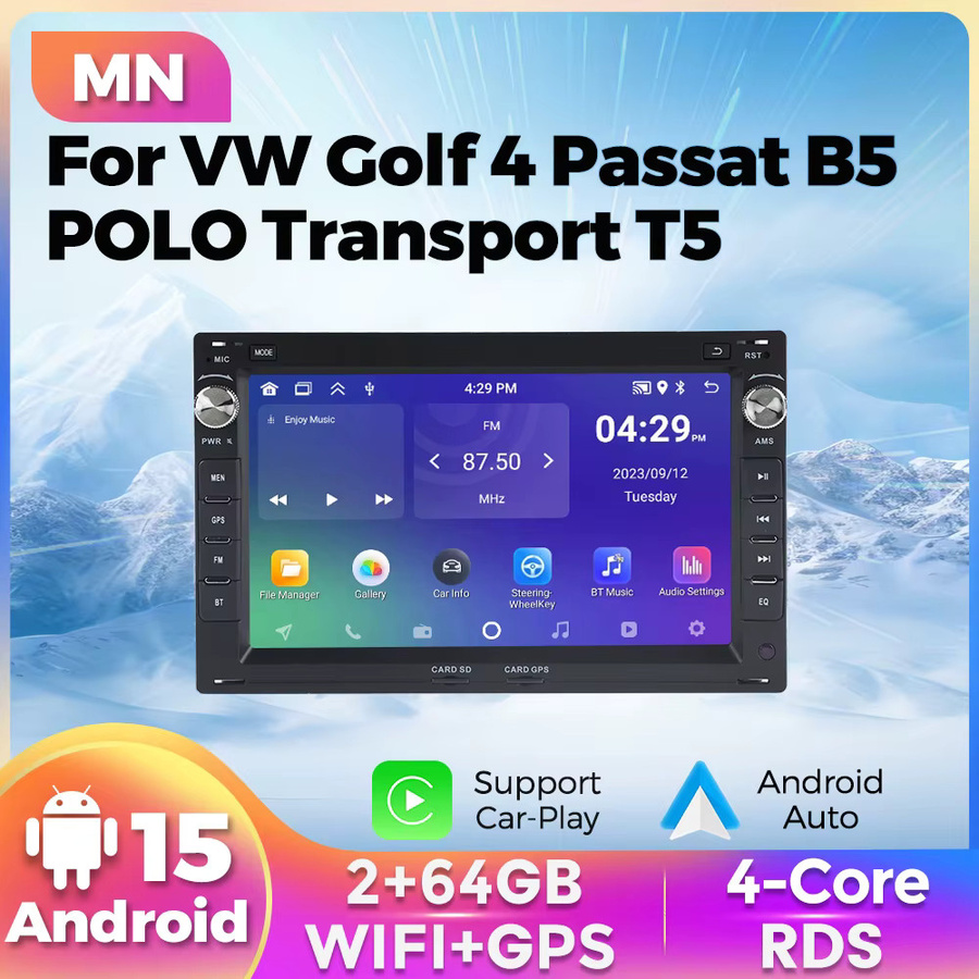 MEKEDE & Navifly Android 15 Autoradio mit 7 Zoll Display, Carplay und GPS für VW Passat B5, Golf 4, Polo, Bora, Jetta und T5, Schwarz - Bild 2