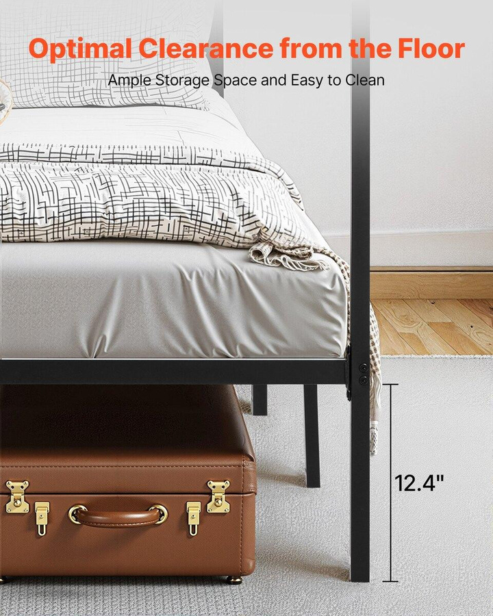 Buying Solutions MB Queen-Size Himmelbettgestell aus Metall in Schwarz mit Vierpfosten-Design, B/T/H: 150 x 200 x 183 cm - Bild 2