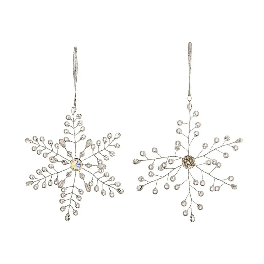 Bloomingville Weihnachtsbaumschmuck-Set Miku in Transparent und Silber mit Sternen und Schneeflocken, Höhe: 17 cm - Bild 1