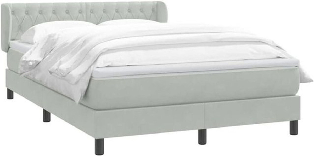 vidaxl Boxspringbett mit Matratze in Grau und Weiß aus Samt, B/T/H: 160 x 220 cm - Bild 1