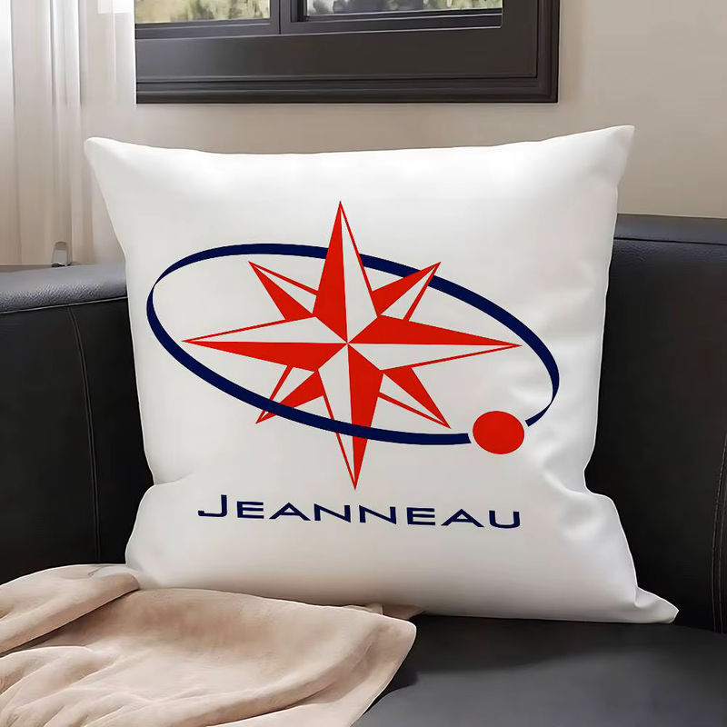 Jeanneau Logo Kissenbezug aus Plüschstoff in Weiß, quadratisch, B/B: 40 x 40 cm - Bild 4